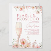 QR Code Parels & Prosecco Blush Vrijgezellenfeest Kaart (Voorkant)