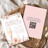 QR Code Parels & Prosecco Blush Vrijgezellenfeest Kaart
