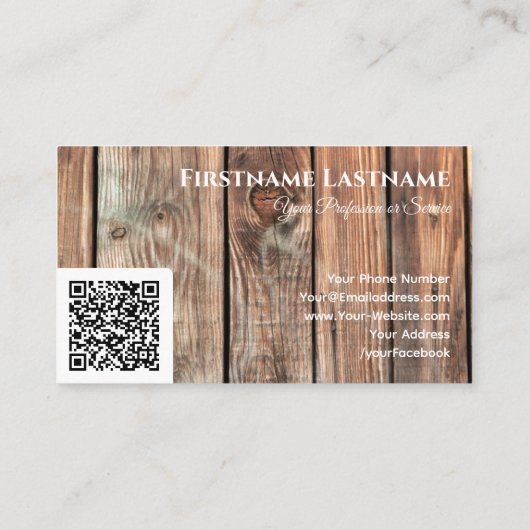 QR-code parquet vloerbedekking rustige houten stij Visitekaartje (Achterkant)