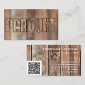 QR-code parquet vloerbedekking rustige houten stij Visitekaartje (Voorkant / Achterkant)
