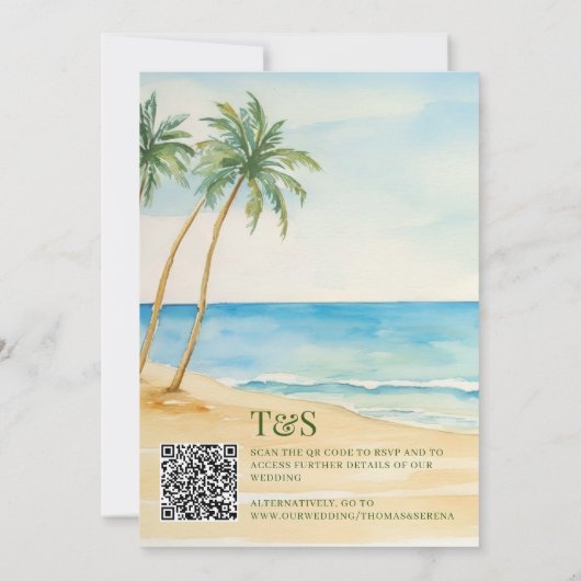 QR Code Paspoort Boho Beach Bruiloft Bestemming Kaart (Achterkant)