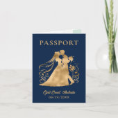 QR Code Paspoort Wereldkaart Navy Blauw Goud (Voorkant)