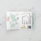 QR Code Paspoort Wereldkaart Navy Blauw Goud (Binnen)