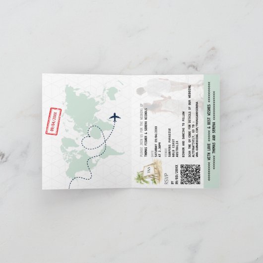 QR-code Paspoort Wereldkaart Navyblauw Goud (Binnen)