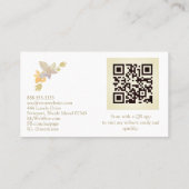 *~* QR CODE Pastel Elegant Gold Glitter Flower Visitekaartje (Achterkant)