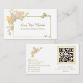 *~* QR CODE Pastel Elegant Gold Glitter Flower Visitekaartje (Voorkant / Achterkant)