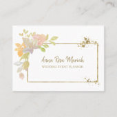 *~* QR CODE - Pastel Elegant Gold Glitter Flower Visitekaartje (Voorkant)