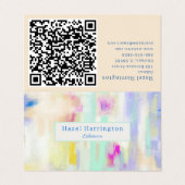 QR Code Pastel Gevouwen Visitekaartje Artistiek (Buitenkant ongevouwen)