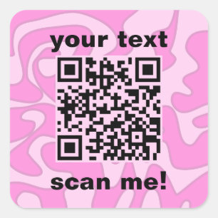 QR Code Pastel Roze Bubblegum Schattige Modern Vierkante Sticker