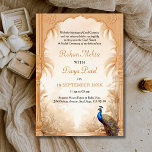 QR Code Pauw Palm Garden Indiase bruiloft Kaart<br><div class="desc">Vier uw speciale dag met onze Peacocks Floral Garden Indian Terracotta Wedding Invitation. Met ingewikkelde bloemige design,  levendige pauwmotieven en rijke terracotta tinten,  combineert het traditie prachtig met elegantie.</div>