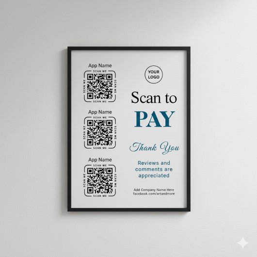 QR Code Payment - Scan to Pay Business Logo Perfect Poster