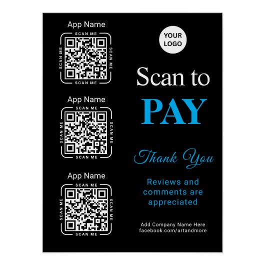 QR Code Payment - Scan to Pay Business Logo Perfect Poster (Voorkant)