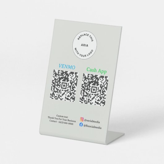 QR Code Payment - Scan to Pay Business Logo Reclamebord Met Voetstuk (Voorkant)