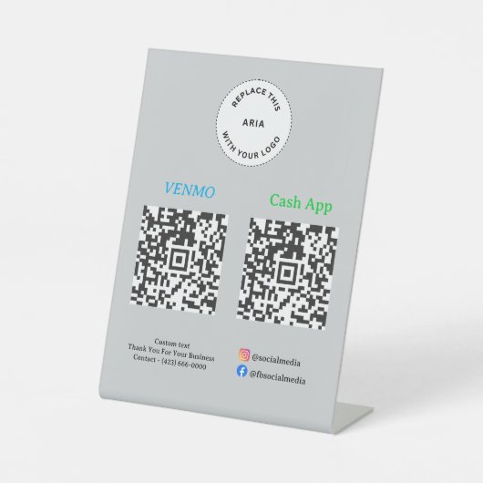 QR Code Payment - Scan to Pay Business Logo Reclamebord Met Voetstuk (Voorkant)
