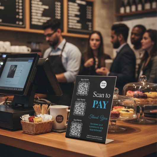 QR Code Payment - Scan to Pay Business Logo Reclamebord Met Voetstuk