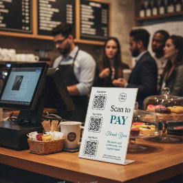 QR Code Payment - Scan to Pay Business Logo Reclamebord Met Voetstuk