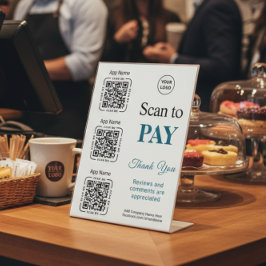 QR Code Payment - Scan to Pay Business Logo Reclamebord Met Voetstuk