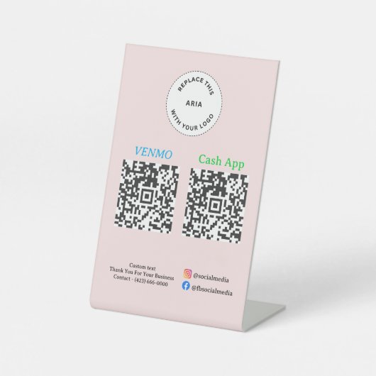 QR Code Payment - Scan to Pay Business Logo Reclamebord Met Voetstuk (Voorkant)
