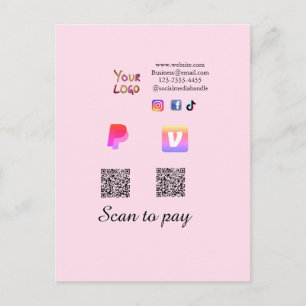QR-code PayPal venmo scan betalen toevoegen social Briefkaart