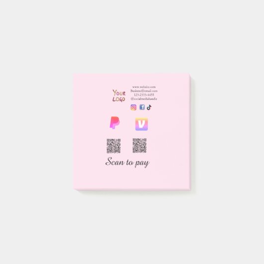 QR-code PayPal venmo scan betalen toevoegen social Post-it® Notes (Voorkant)