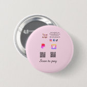 QR-code PayPal venmo scan betalen toevoegen social Ronde Button 5,7 Cm (Voorkant /achterkant)