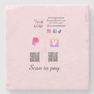 QR-code PayPal venmo scan betalen toevoegen social Stenen Onderzetter