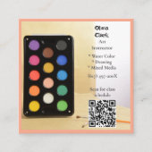 QR Code Peach Artist Tutor Educator Art teacher  Vierkante Visitekaartje (Voorkant)