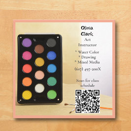QR Code Peach Artist Tutor Educator Art teacher  Vierkante Visitekaartje