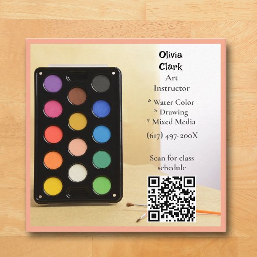 QR Code Peach Artist Tutor Educator Art teacher  Vierkante Visitekaartje