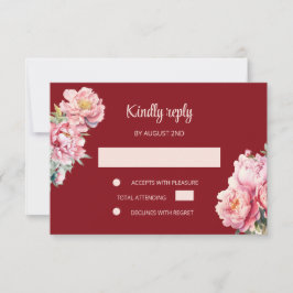 QR-code Peony Red RSVP Chinese bruiloft