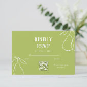 QR Code Perfect Pear Illustration Vrijgezellenfees RSVP Kaartje (Staand voorkant)