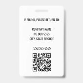 QR-code Periwinkle Corporate Logo Photo Medewerker Badge (Achterkant)