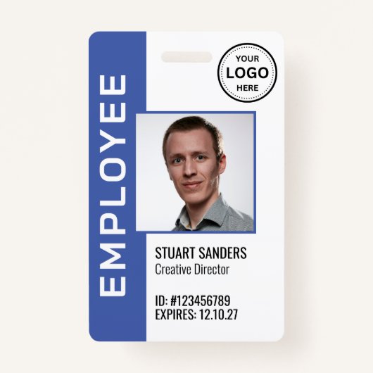 QR-code Periwinkle Corporate Logo Photo Medewerker Badge (Voorkant)