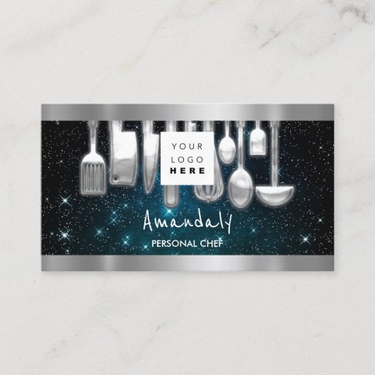 QR Code Personal Chef Cooking Restaurant Blauwgroe Visitekaartje (Voorkant)