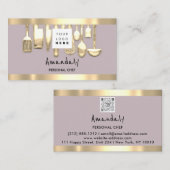 QR Code Personal Chef Cooking Restaurant Gold Visitekaartje (Voorkant / Achterkant)