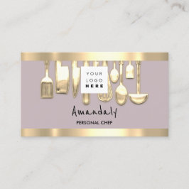 QR Code Personal Chef Cooking Restaurant Gold Visitekaartje