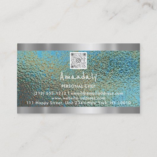 QR Code Personal Chef Cooking Restaurant Grunge Visitekaartje (Achterkant)