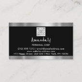 QR Code Personal Chef Cooking Restaurant Silver Visitekaartje (Achterkant)