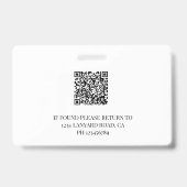 QR-code personeels-ID Zwart Grijs Logo Foto Badge (Achterkant)