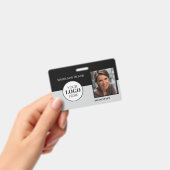 QR-code personeels-ID Zwart Grijs Logo Foto Badge (Handheld)