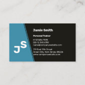 QR-code persoonlijk trainer zwart/blauw Visitekaartje (Achterkant)