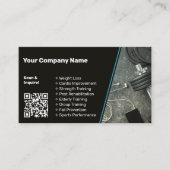 QR-code persoonlijk trainer zwart/blauw Visitekaartje (Voorkant)