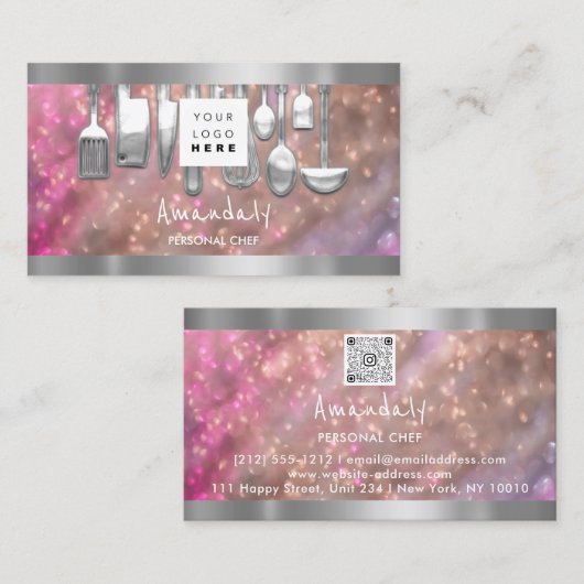 QR-code Persoonlijke Chef Cooking Restaurant Bar Visitekaartje (Voorkant / Achterkant)