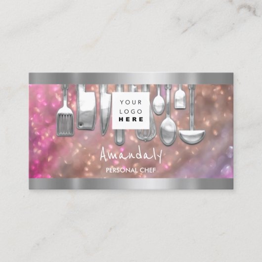 QR-code Persoonlijke Chef Cooking Restaurant Bar Visitekaartje (Voorkant)