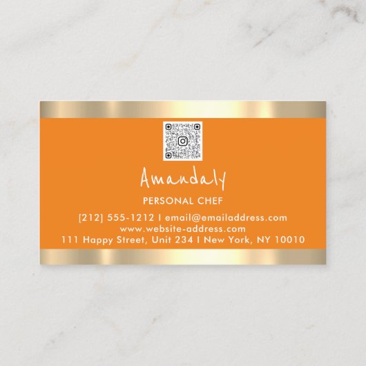 QR-code Persoonlijke Chef Cooking RestaurantFoodOr Visitekaartje (Achterkant)