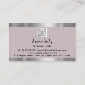 QR-code Persoonlijke Chef Koken Restaurant grijs Visitekaartje (Achterkant)