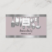 QR-code Persoonlijke Chef Koken Restaurant grijs Visitekaartje (Voorkant)