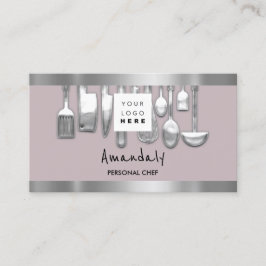 QR-code Persoonlijke Chef Koken Restaurant grijs Visitekaartje