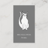 QR-code Pet Sitter Cute Winking Cat Gray Visitekaartje (Voorkant)