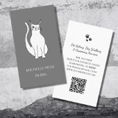 QR-code Pet Sitter Cute Winking Cat Gray Visitekaartje